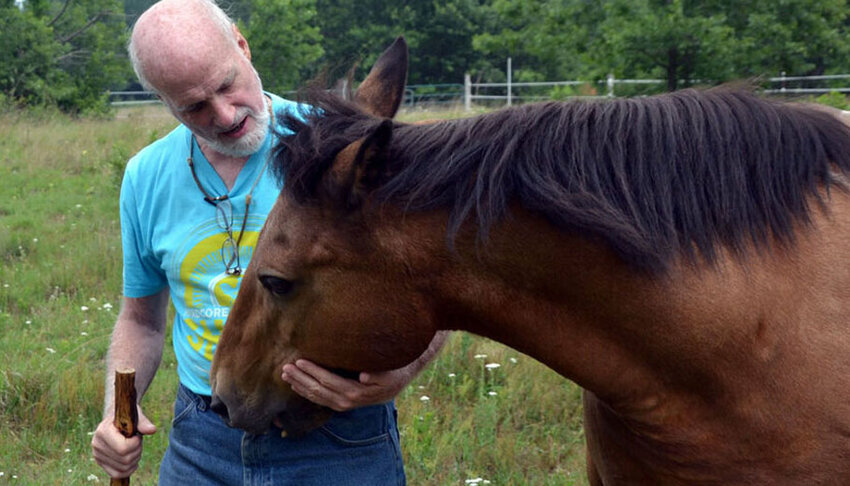 The Waupaca Field Station created by Bob Welch will eventually become a natural area owned by the State of Wisconsin. The 165-acre prairie is in a trust and will never be developed. Jim Welch, Bob's brother, is overseeing the transfer process. Mr. Gentleman Handsome Jackson, Bob Welch's mustang found a new and happy home with other horses..James Card Photo