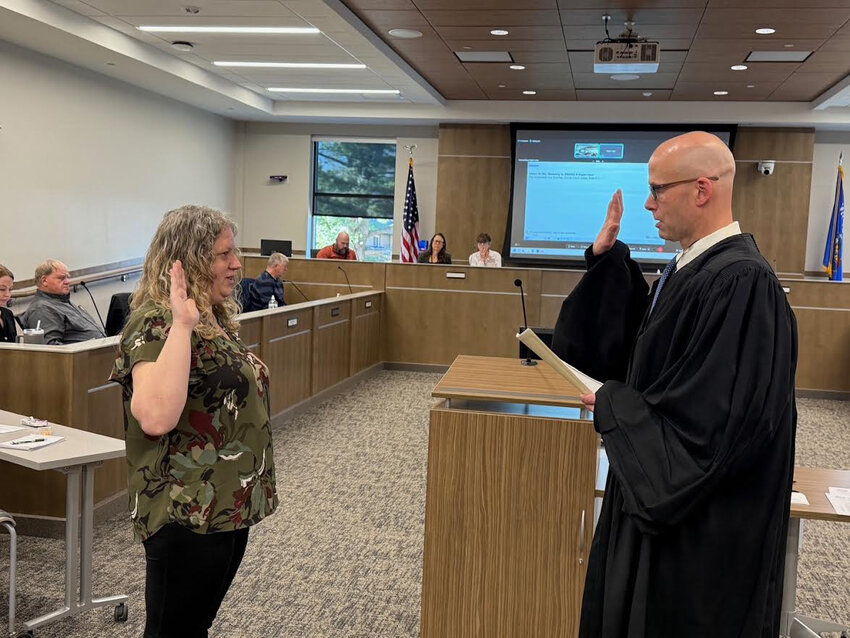 Jenna Wakeley sworn in by the Honorable Guy Dutcher, Circuit Court Judge, Branch 1.