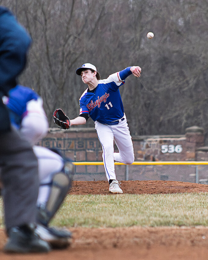EJ Wiex on the mound pitching for Merrill.