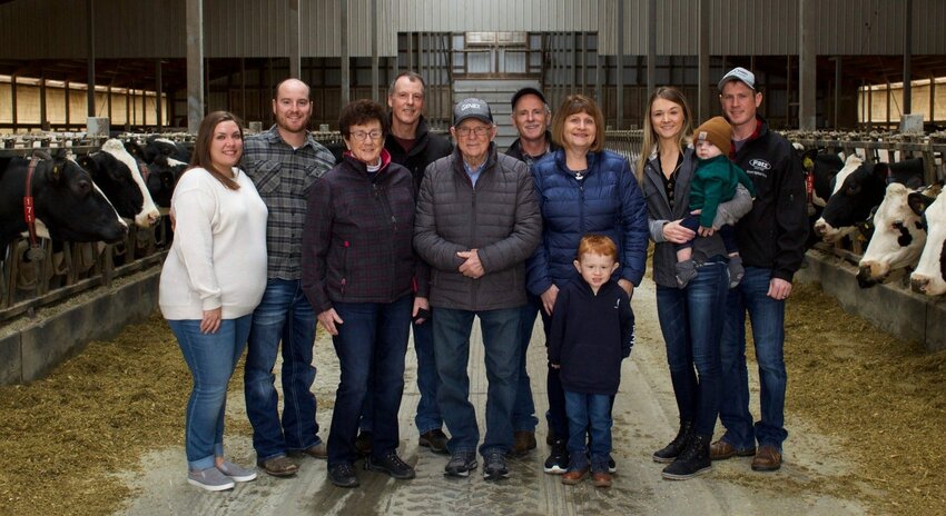 Four generations of the Kinnard family, including 91-year-od Vernon Kinnard in the center, have owned and operated Kinnard Highland Farm in Casco, the site of Kewuanee County Breakfast on the Farm on June 19.