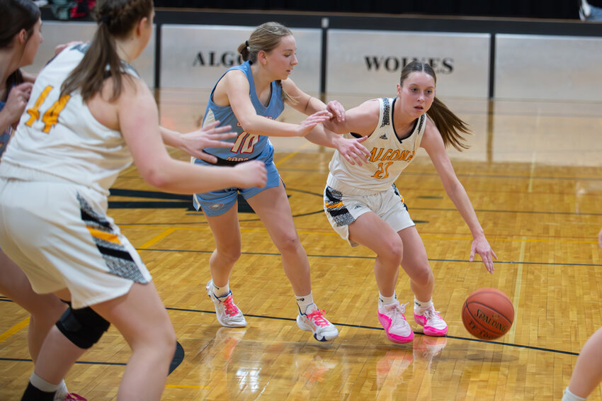 Algoma guard Sierra Slaby gets a step on her Southern Door defender