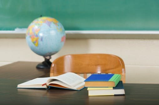 Teacher's desk in classroom