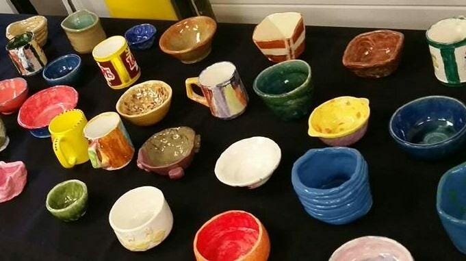 Some of the bowls that guests used to sample local soups at last year’s Zoupart benefit for Bruemmer Park Zoo in Kewaunee. This year’s Zoupart is raising funds to rebuild the zoo’s bobcat enclosure.