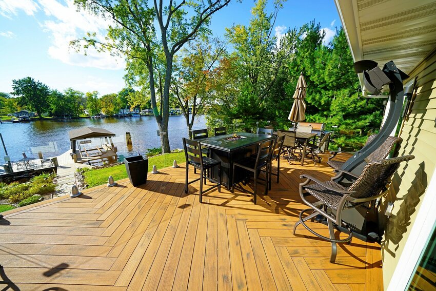 A deck made with REVOLVE, a wood-alternative deck board manufactured in Luxemburg by RENEW Plastics. REVOLVE is one of the products nominated for the "Coolest Thing Made in Wisconsin" award from Wisconsin Manufacturers & Commerce, with the first round of online public voting running through Sept. 15.