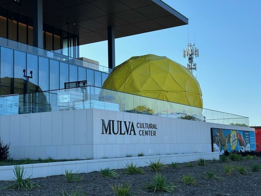 A large yellow dome recently appeared on the patio of the Mulva Cultural Center, causing many to speculate what might be going on underneath it. Kris Leonhardt photo