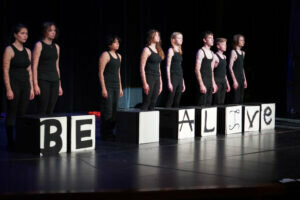 Students on stage