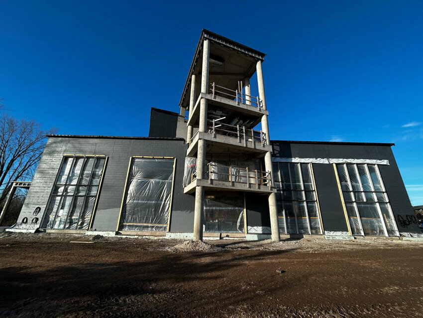 The dorm under construction