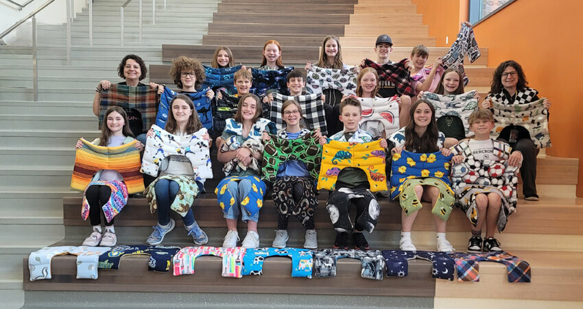 Students with their blankets