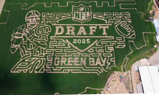 Feltz's Dairy Store will debut its 12-acre maze on Saturday, Sept. 21, featuring “DRAFT 2025 GREEN BAY.” Feltz's Dairy Store image