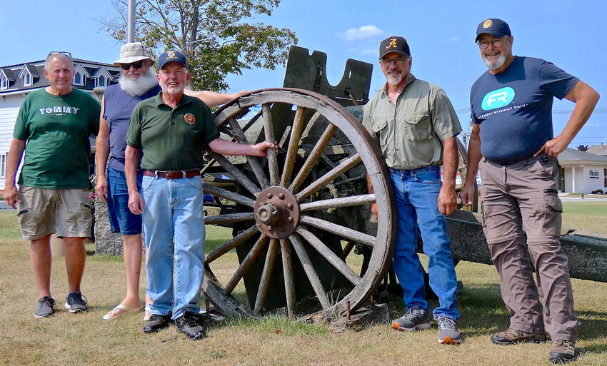 Shown are Tom Hauterbrook, Vince Palazzo, Commander Froelich, Algoma Mayor Steve Lautenbach and John Sharp.