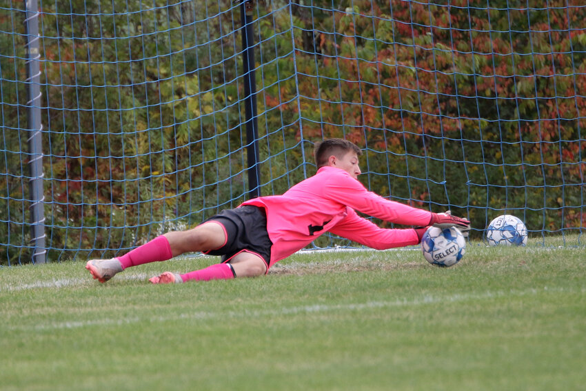 Colby Biemeret made a save for the Jaguars.