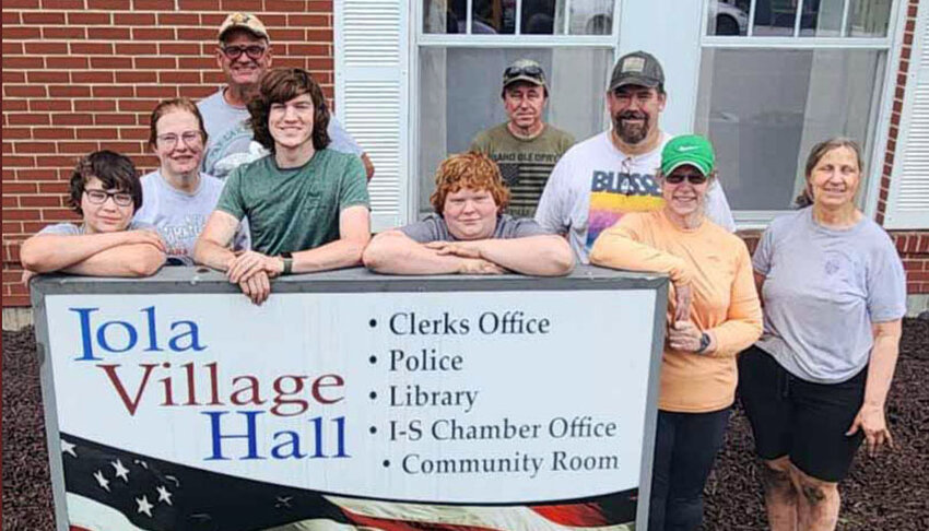 Kellen Burkley and his crew of workers updated the entrance to the Iola Village Hall. .Submitted Photo