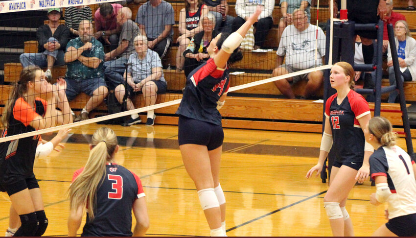 Rossalyn Wehmeyer keeps the Comets on the offensive in a three-set sweep..Nick Griesbach Photo