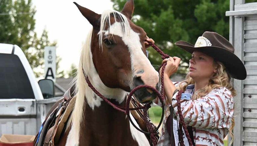 Miss Teen Rodeo Wisconsin, Ava Johnson, was at the rodeo selling 50-50 raffle tickets at the Symco Trail Ride this past weekend. .Emily Conroy Photo