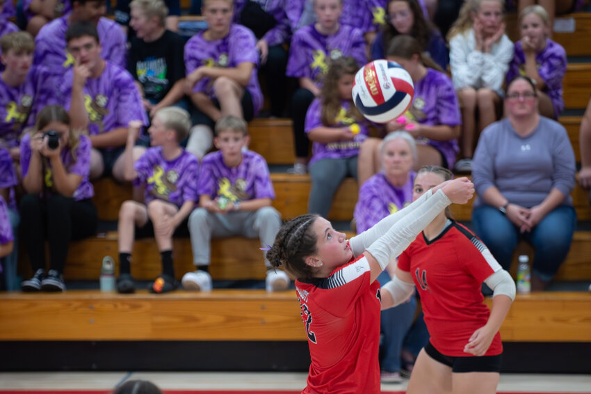 Reece Franti keeps the ball in play for Gillett last Tuesday as the Tigers took on the Eagles at home.