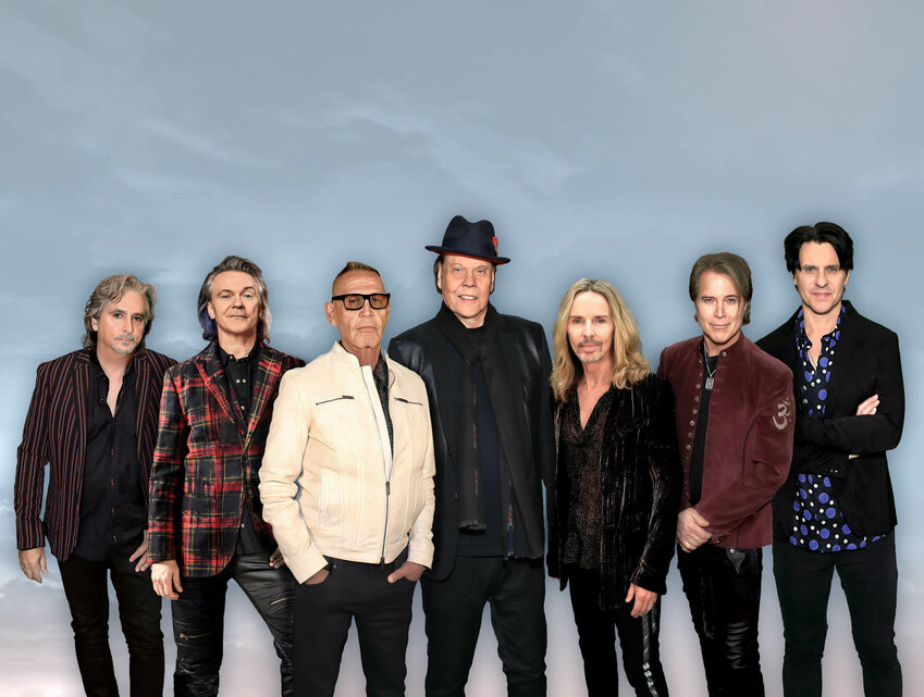 Styx 2024 members, from left: Todd Sucherman, Lawrence Gowan, Chuck Panozzo, James “JY” Young, Tommy Shaw, Terry Gowan and Will Evankovich.