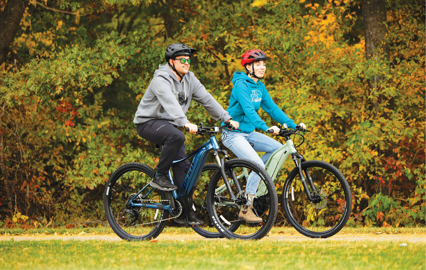 Giant Talon E+ 29 e-bike and Liv Rove E+ Laurel e-bike. These pedal-assisted e-bikes will allow you to explore new places, roads, and trails without worrying about whether you can go the distance and enjoy the scenery.