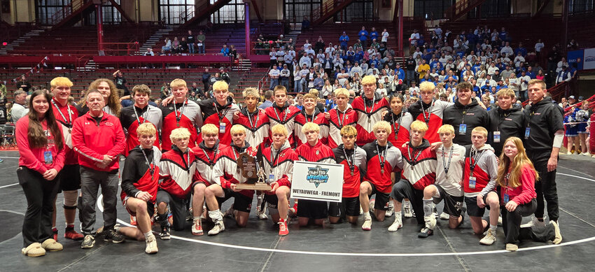 Wrapping up their season as a runner-up at the WIAA team wrestling tournament. Weyauwega-Fremont Warhawks have their best finish in school history..Submitted Photo.Submitted Photo