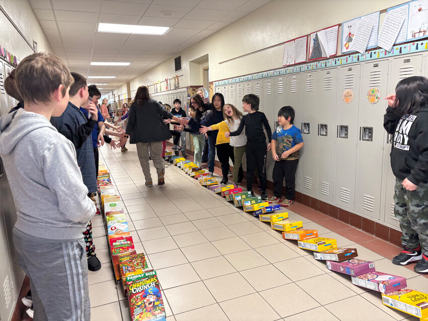 On March 6, Annie Jackson Elementary School participated in the Do Good Wisconsin’s Cereal Box Domino Challenge.