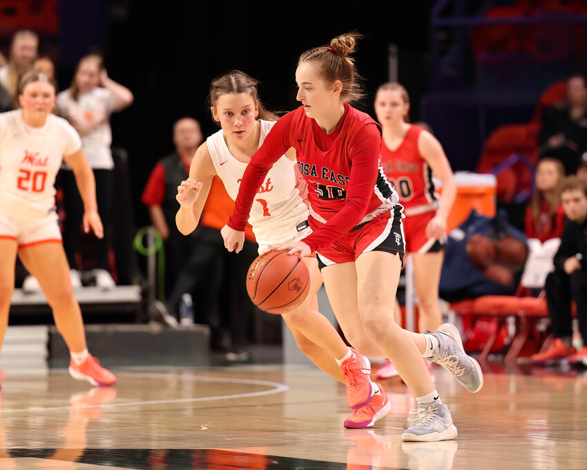 West De Pere's #1 Alexa Rattray focuses on defense in first half action.
