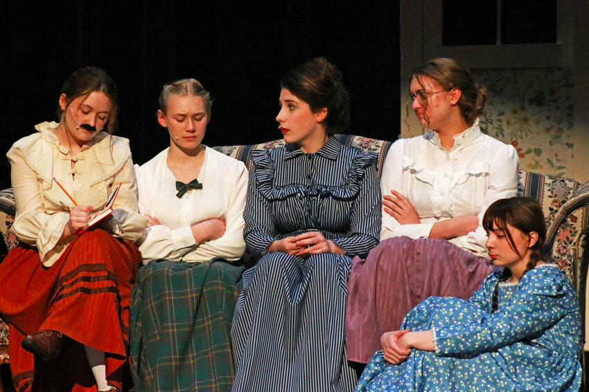 Little Women follows along the story of the four March sisters journey into adulthood during the American Civil War: Jo (Stephanie Mandeik) the tomboy, Beth (Aaralyn Woolsey) the gentle, yet timid spirit, their mother Marmee (Madeline Zimmerman), Meg (Madelyn Scharnhorst) the eldest, and the young beauty Amy (Amy Chamberlin).