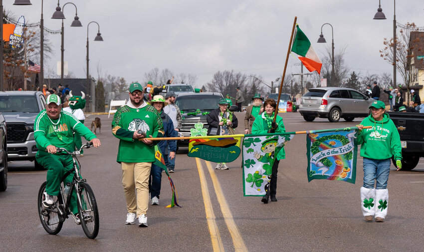 A spot of rainy weather couldn't dampen the spirits of those gathered in downtown Rhinelander Saturday, March 15, 2025 for the city's annual St. Patrick's Day Parade.