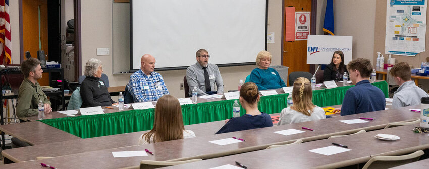 Members of the Rhinelander High School student council asked questions of six of the eight candidates for the School District of Rhinelander Board of Education during a pre-election forum Wednesday, March 26, 2025.