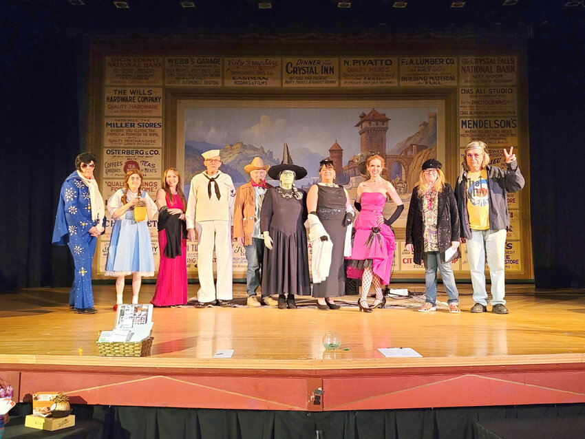 Showing off a variety of different costumes for the contest are, from left, Marilyn Engebos, Lisa Engebos, Abigail Eident, Harry Kallies, Wilma Kallies, Thalei Burke, Marissa Burke, Kristin Underhill, Laura Aldridge and Dan Haggard.