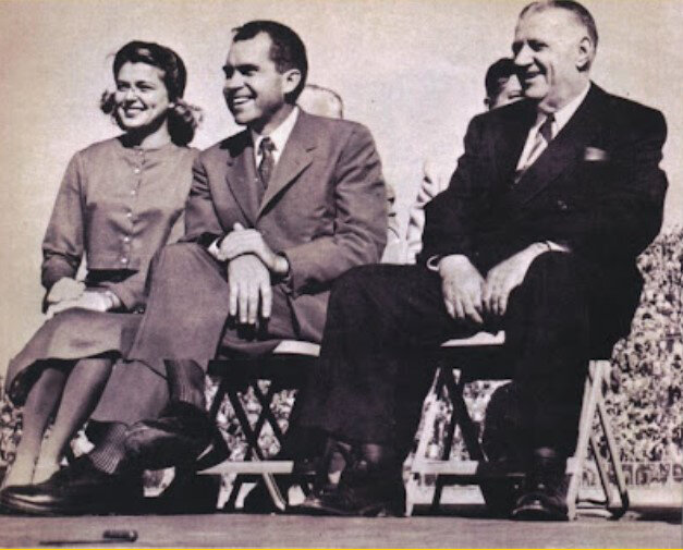 At the 1957 dedication of the New City Stadium, many well-known figures were in attendance, including then-Vice President Richard Nixon, center, and the reigning Miss America, Marilyn Van Der Bur, left, and NFL Commissioner, Burt Bell, right.