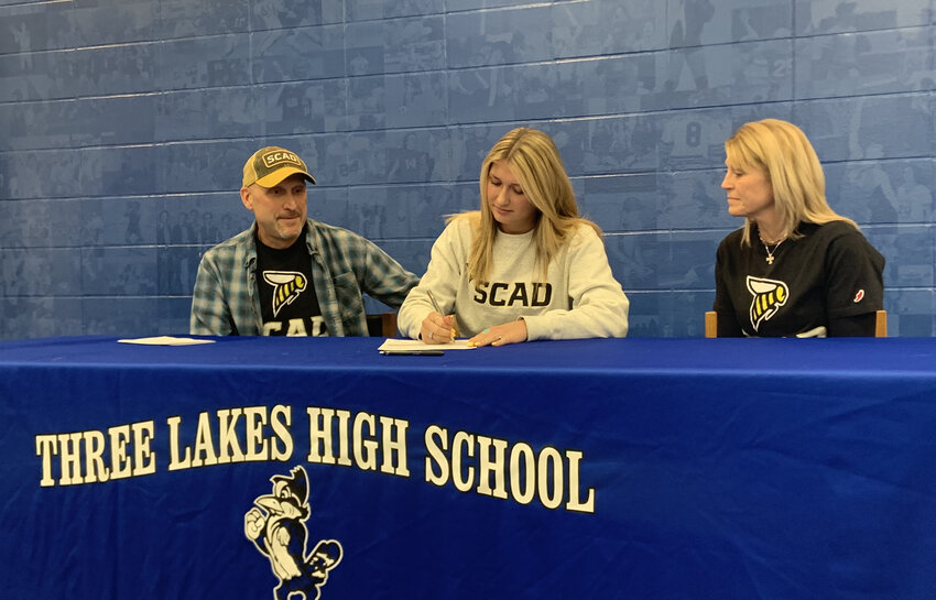 Sophia Nafzinger, the lone senior on the Three Lakes-Phelps girls soccer team, signs to play college soccer at Indiana Wesleyan.