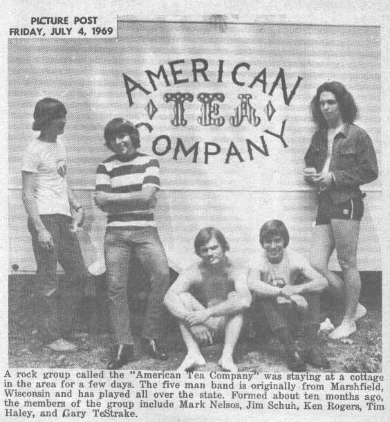 The American Tea Company played twice at the Indian Crossing Casino. This photo was taken at Mark T. Nelson’s family cottage on Columbia Lake and published in the Picture Post in 1969. .From left: Mark T. Nelson, Jim Schuh, Ken Rogers, Tim Haley and Gary TeStrake.
Submitted Photo