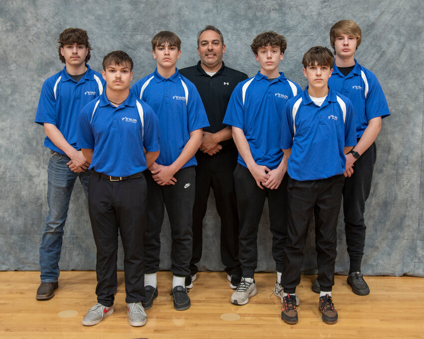 Pictured are, front row from left, Jared Pietila and Mason Ahola. Middle row, from left, Nathan Camps, Ryan Dallavalle, Dirks Hill and Colin Fritz. Back row: Mike Dallavalle (Coach).