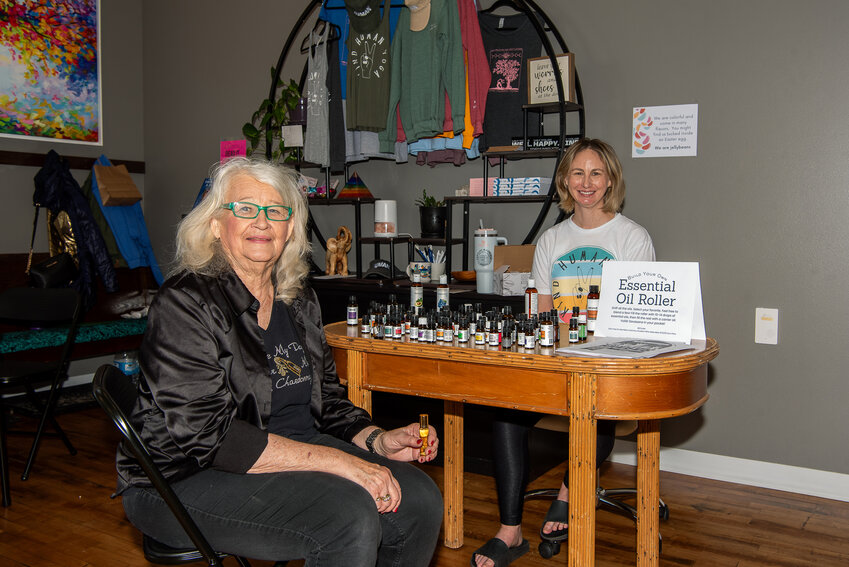 Colleen Radtke volunteering at the basket raffle in Kind Human Yoga.