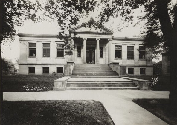 Among the communities benefitting from Carnegie’s philanthropy was the city of Green Bay — his first grant made in Wisconsin. The Green Bay library is pictured here in 1910.