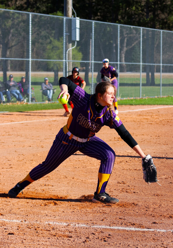 Westfield's Lucy Paskey passes the ball from the outfield.