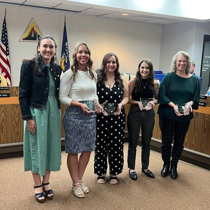 Rennes Group President Nicole Schingick presented nurses Nikki Bebo, Sarah Bailey, Jasmine Granius and Dana Beyers (pictured left to right) with the “In Grateful Recognition” award.