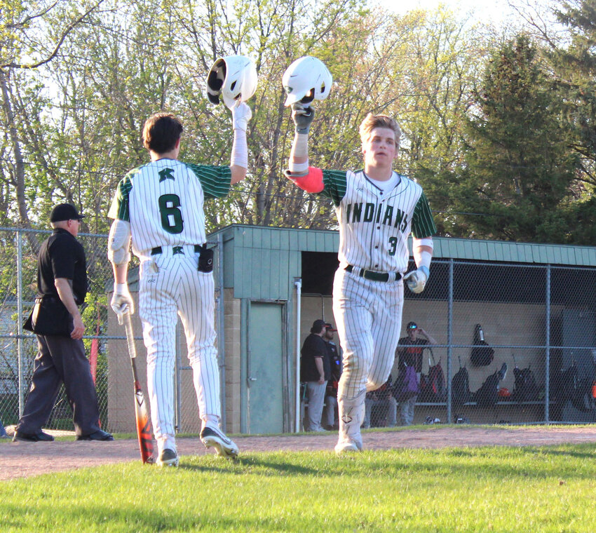 Everett Donath singles during the game at Waupun on May 8.