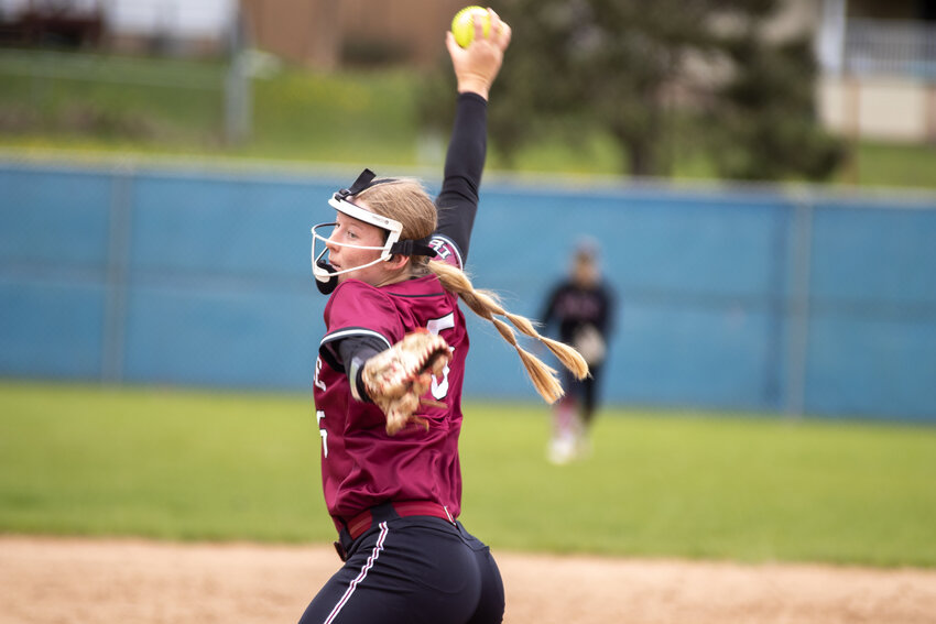 Pitcher Addison Krutz throws in a strike to Olivia Waldrop.