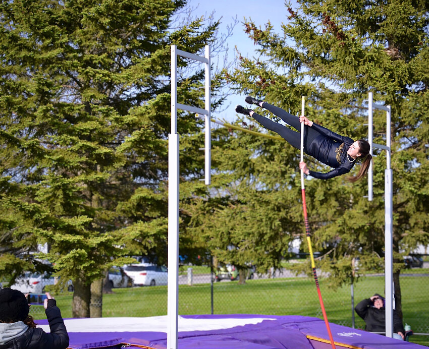 Algoma's Estella Marrero was a foot and a half above the competition in winning the pole vault with a personal record, clearing 9 feet, six inches. She came very close to clearing 9-9 in two of her three tries.