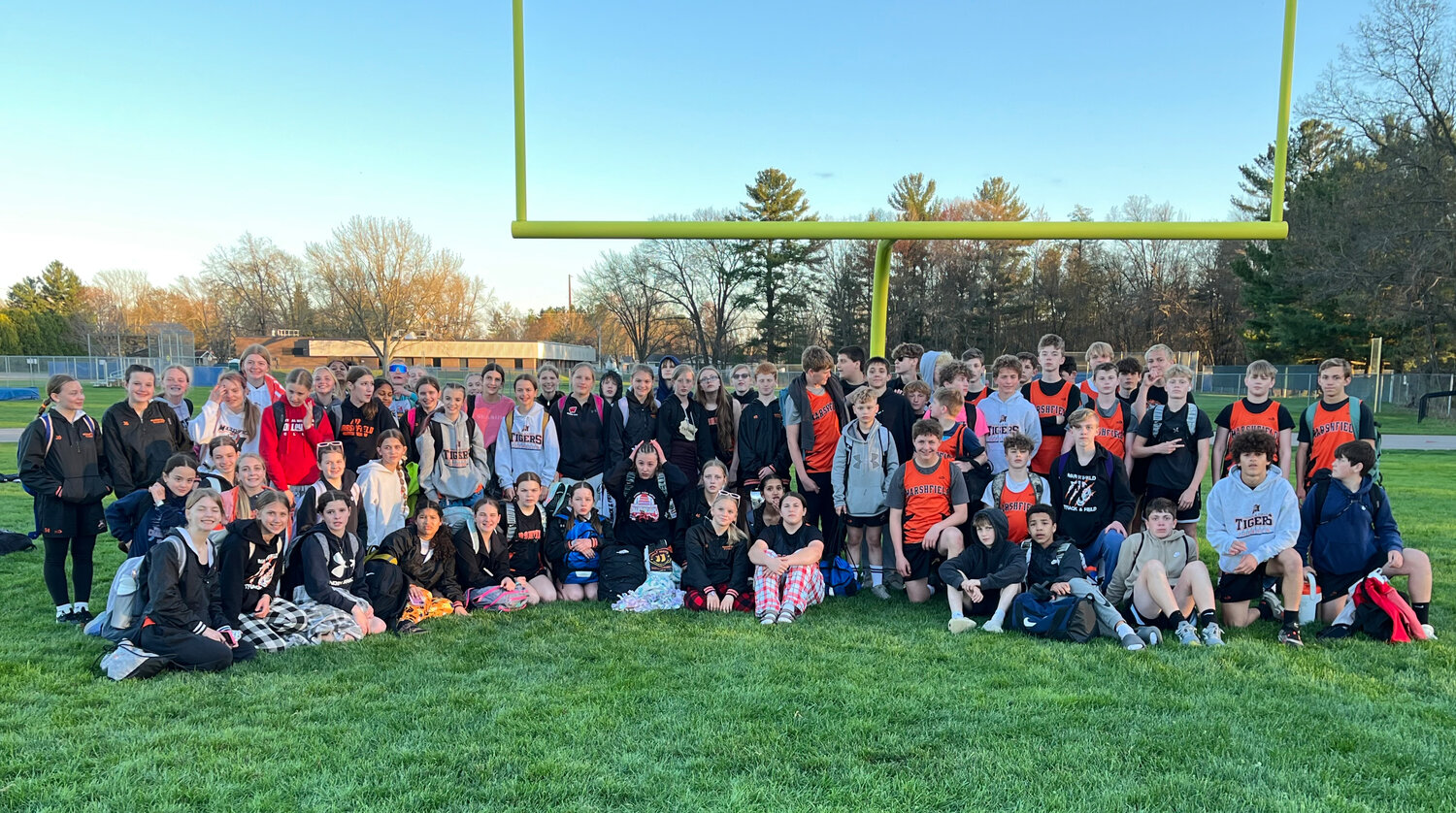The Marshfield Middle School track and field team at the May 5 competition at Ben Franklin Middle School. Submitted photo