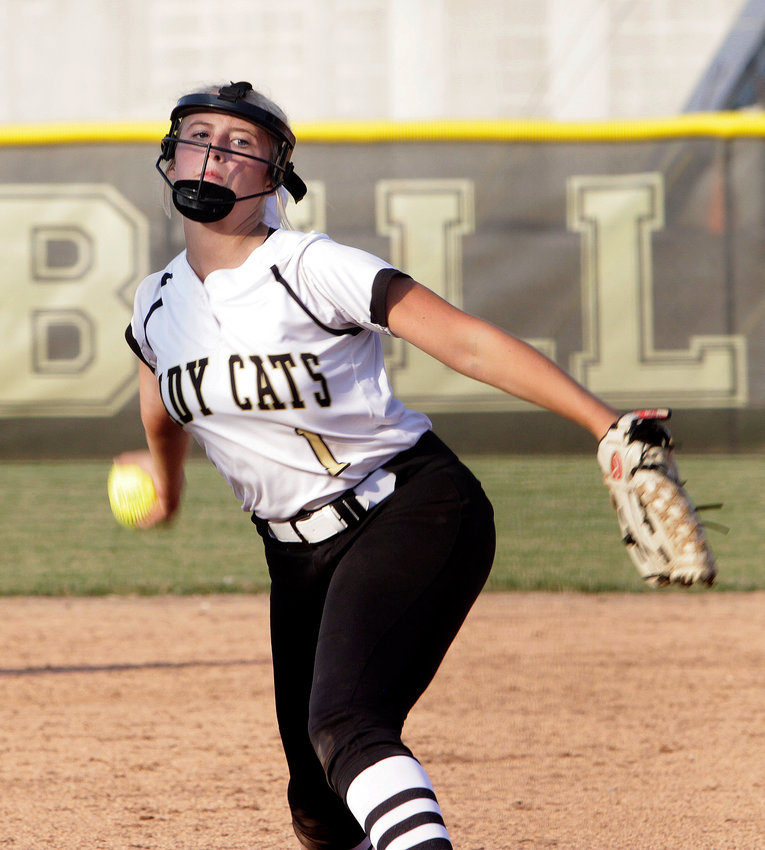 Cairo junior pitcher Gracie Brumley threw a complete game 1-hitter Tuesday, Sept. 21 to guide the Lady 'Cats to a solid 16-1 home win in three innings against Sturgeon.
