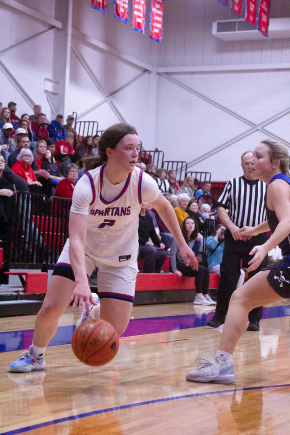 Moberly sophomore guard Grace Billington led all scorers with 21 points as the Spartans rallied to defeat Boonville 62-50 Thursday night. (All photos by Michael Allshouse)