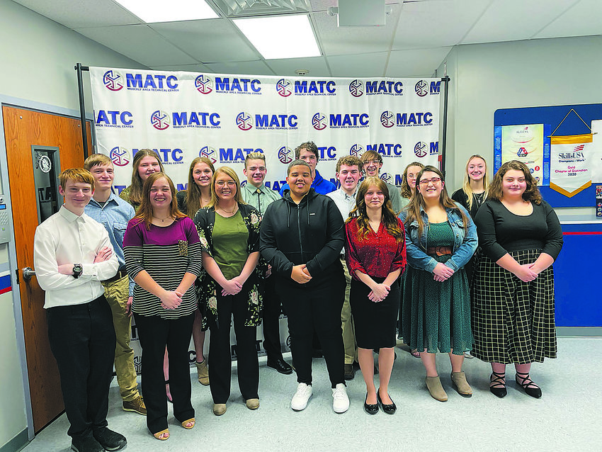 Pictured above are Moberly Area Technical Center students who were inducted into the National Technical Honor Society on Wednesday, Feb. 15. Pictured, front row from left, are Thomas Harris, Emma Seidel, Hannah Smith, Jaryn Alexander, Breanna Loucks, Lauren Kitchen and Brenna Sumpter. Back row, from left, Owen James, Payton Twyman, Lauren Reeves, Garrett McElhaney, Konnor Levett, Julian Thomason, Wilson Matheis, Cameron McCallister, Avery Wiegand. Not pictured are Alex White, Loretta Joseph, Summer Douglas, Jason McKeown