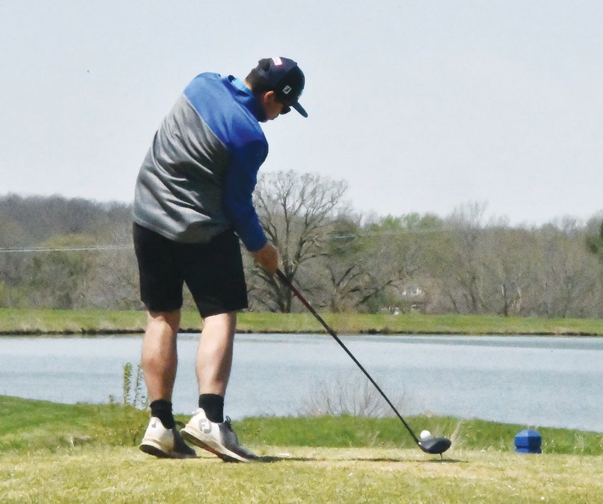 Moberly&rsquo;s Issac Stoneking tees off during the North Central Missouri Conference Tournament on Wednesday at Heritage Hills Golf Course. Stoneking fired a 96, four strokes short of all-conference honors.