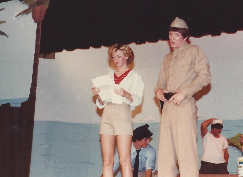 Winona (Lawson) Whitaker as Nellie Forbush and Andrew Moritz as Lt. Joseph Cable in Centerville High School's production of &quot;South Pacific&quot; in 1981,