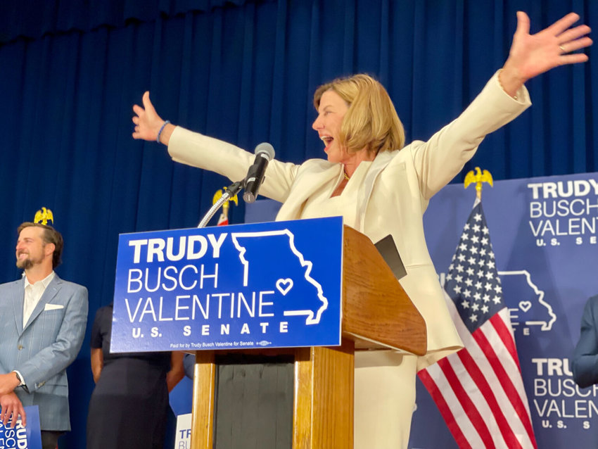 Trudy Busch Valentine emerged victorious in the Democratic primary for U.S. Senate.