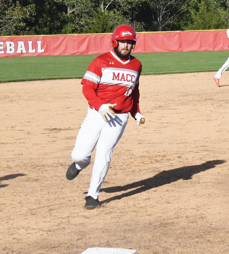 Moberly Area Community College baseball player Jack Prewett runs to third base during a scrimmage against Lewis &amp; Clark College from Thursday, Sept. 29, at Howard Hils Athletic Complex. Prewett played locally at Cairo High School.