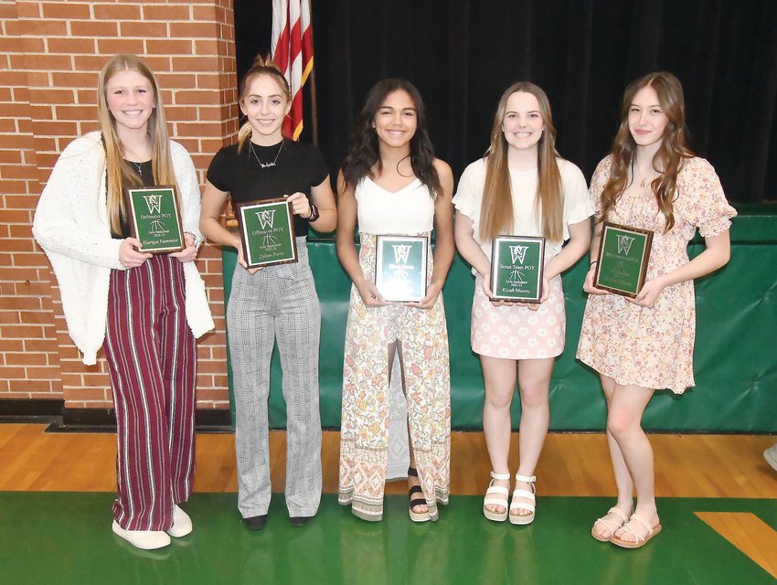 Westran High School girls basketball players Kharigan Fuemmeler, Dylan Perry, Jaelyn Miller, Kiyah Massey and Hadley Harvey all received individual awards during a postseason banquet on March 15 in Huntsville.