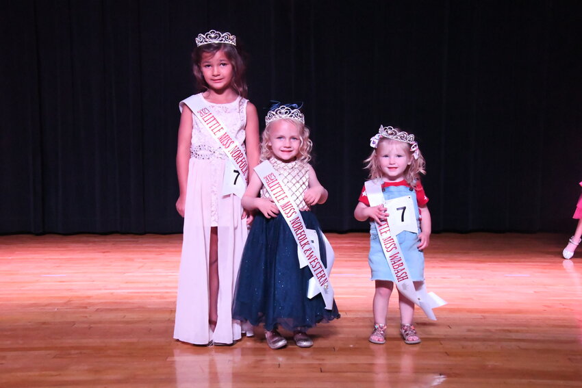 Kambree Ellington, Raelee Holcomb and Vivian Brockmeier were the train-themed division winners during the Little Miss contest on Wednesday, June 14, as part of Railroad Days.