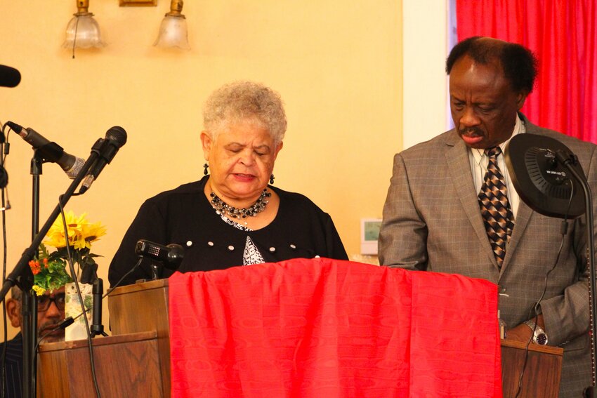 The Rev. Etta May Hall, former pastor of Moberly's Grant/Lovell Chapel African Methodist Episcopal Church, preached at the celebration of the congregation's 154th anniversary last Saturday, October 21. Hall served the church as pastor for 15 years. Joe Barnes photo